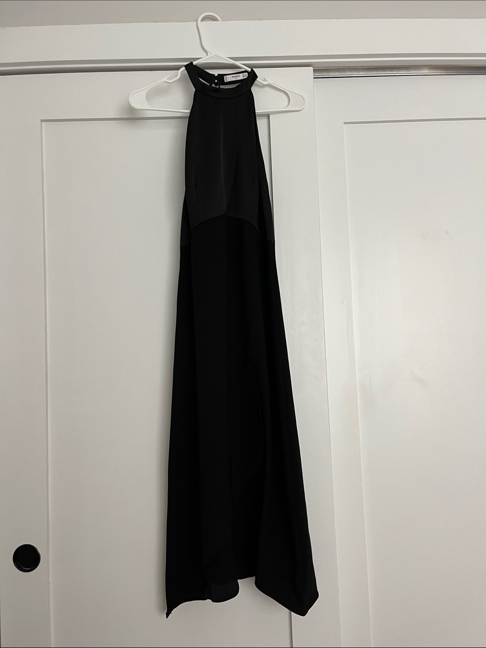 Mango Black Halter Midi Dress with Slit